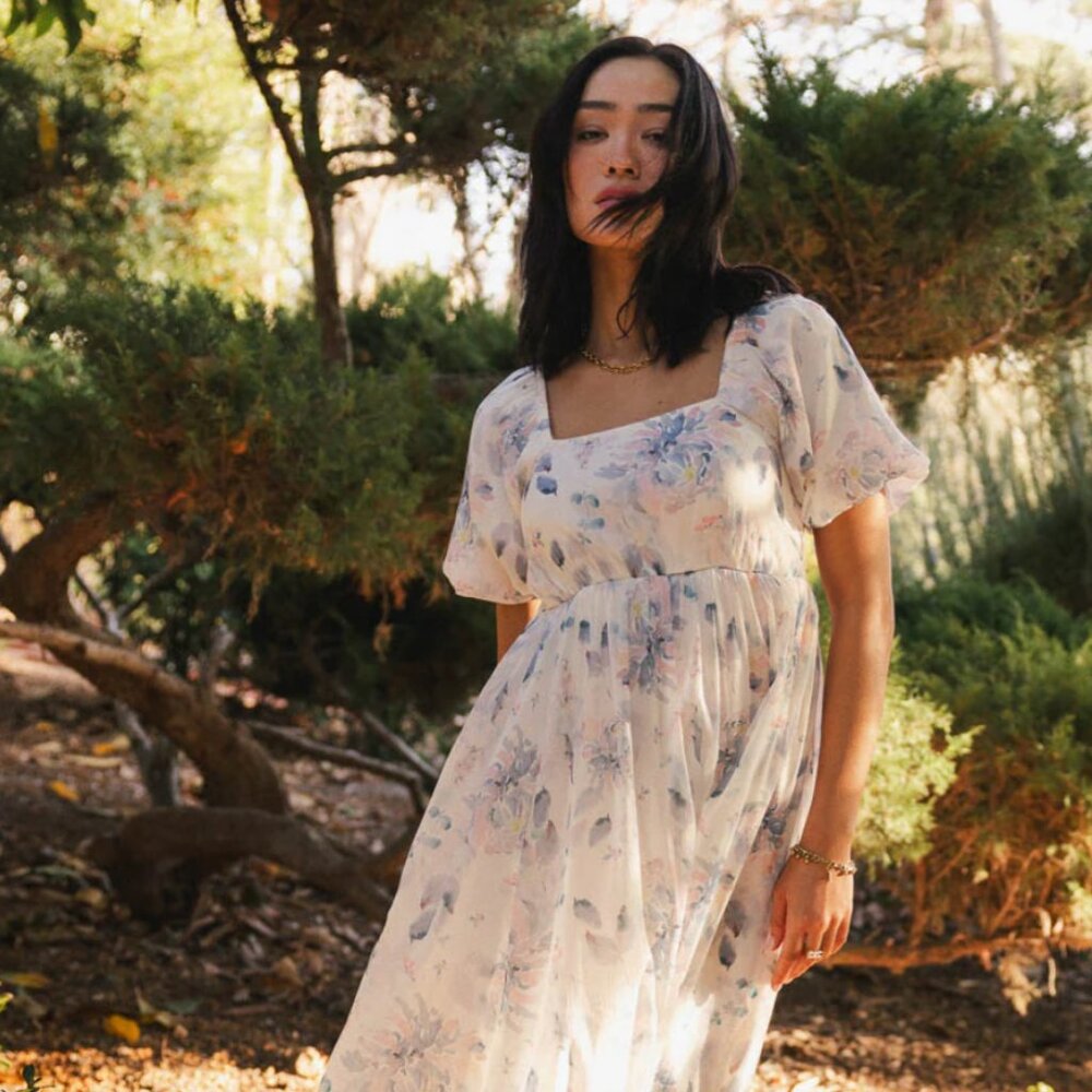 Kendry Floral Maxi Dress in Blue